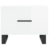 Tavolini Salotto 2pz Bianco Lucido 50x50x40cm Legno truciolato