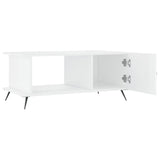 Tavolino da Salotto Bianco Lucido 90x50x40 cm Legno truciolato