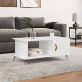 Tavolino da Salotto Bianco Lucido 90x50x40 cm Legno truciolato