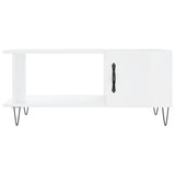 Tavolino da Salotto Bianco Lucido 90x50x40 cm Legno truciolato