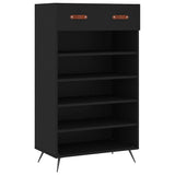 Scarpiera Nera 60x35x105 cm in Legno truciolato