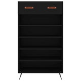Scarpiera Nera 60x35x105 cm in Legno truciolato