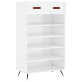 Scarpiera Bianco Lucido 60x35x105 cm in Legno truciolato