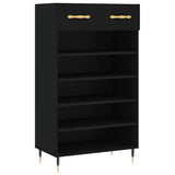 Scarpiera Nera 60x35x105 cm in Legno truciolato