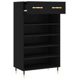 Scarpiera Nera 60x35x105 cm in Legno truciolato