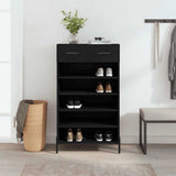Scarpiera Nera 60x35x105 cm in Legno truciolato