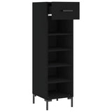 Scarpiera Nera 30x35x105 cm in Legno truciolato