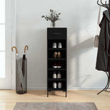 Scarpiera Nera 30x35x105 cm in Legno truciolato
