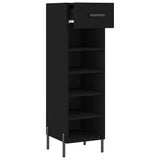 Scarpiera Nera 30x35x105 cm in Legno truciolato