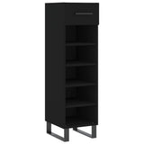 Scarpiera Nera 30x35x105 cm in Legno truciolato