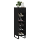 Scarpiera Nera 30x35x105 cm in Legno truciolato