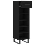 Scarpiera Nera 30x35x105 cm in Legno truciolato