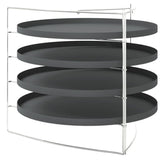 Teglie per Pizza 4 pz con Porta Teglie  28 cm in Acciaio