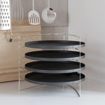 Teglie per Pizza 4 pz con Porta Teglie  28 cm in Acciaio