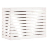 Cesto per Bucato Bianco 88,5x44x66 cm Legno Massello Pino