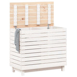 Cesto per Bucato Bianco 88,5x44x76 cm Legno Massello Pino