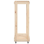 Portalegna con Ruote 76,5x40x108 cm Legno Massello di Pino