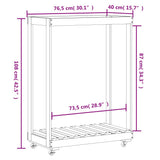 Portalegna con Ruote 76,5x40x108 cm Legno Massello di Pino