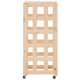 Portalegna con Ruote 40x49x110 cm Legno Massello di Pino