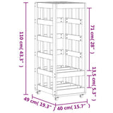 Portalegna con Ruote 40x49x110 cm Legno Massello di Pino