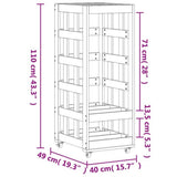Portalegna con Ruote 40x49x110 cm Legno Massello di Pino
