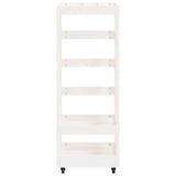 Portalegna con Ruote Bianco 40x49x110 cm Legno Massello di Pino