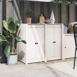 Ante da Cucina da Esterno MEPPEL 2pz Bianche 50x9x82cm Legno Massello di Pino