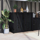 Ante da Cucina da Esterno MEPPEL 2pz Nere 50x9x82cm Legno Massello di Pino