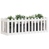 Fioriera Giardino a Recinzione Bianca 150x50x50cm Massello Pino