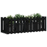 Fioriera Giardino a Recinzione Nera 150x50x50cm Massello Pino