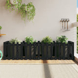 Fioriera Giardino a Recinzione Nera 200x50x50cm Massello Pino
