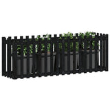Fioriera Giardino a Recinzione Nera 200x50x70cm Massello Pino