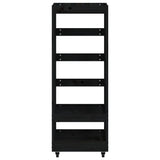 Portalegna con Ruote Nero 40x49x110 cm Legno Massello di Pino