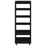 Portalegna con Ruote Nero 40x49x110 cm Legno Massello di Pino