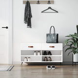Panca Porta Scarpe Bianca 102x35x55 cm in Legno truciolato