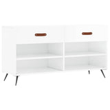 Panca Porta Scarpe Bianco Lucido 102x35x55 cm Legno truciolato