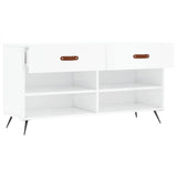Panca Porta Scarpe Bianco Lucido 102x35x55 cm Legno truciolato