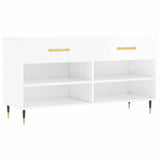 Panca Porta Scarpe Bianco Lucido 102x35x55 cm Legno truciolato