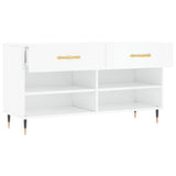 Panca Porta Scarpe Bianco Lucido 102x35x55 cm Legno truciolato