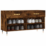 Panca Porta Scarpe Rovere Fumo 102x35x55 cm Legno truciolato