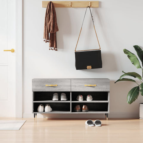 Panca Porta Scarpe Grigio Sonoma 102x35x55 cm Legno truciolato