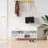 Panca Porta Scarpe Bianca 102x35x55 cm in Legno truciolato