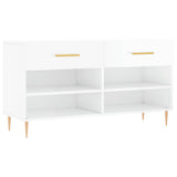 Panca Porta Scarpe Bianco Lucido 102x35x55 cm Legno truciolato