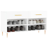 Panca Porta Scarpe Bianco Lucido 102x35x55 cm Legno truciolato