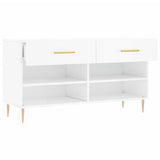 Panca Porta Scarpe Bianco Lucido 102x35x55 cm Legno truciolato