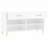 Panca Porta Scarpe Bianco Lucido 102x35x55 cm Legno truciolato