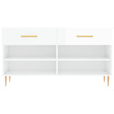 Panca Porta Scarpe Bianco Lucido 102x35x55 cm Legno truciolato