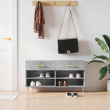 Panca Porta Scarpe Grigio Cemento 102x35x55cm Legno truciolato