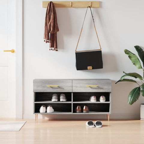Panca Porta Scarpe Grigio Sonoma 102x35x55 cm Legno truciolato