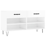 Panca Porta Scarpe Bianco Lucido 102x35x55 cm Legno truciolato